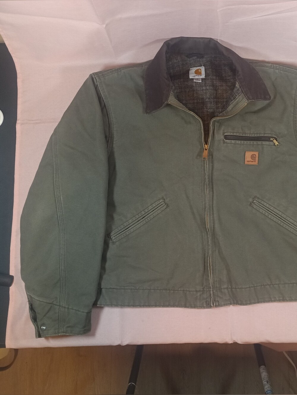 Vintage Carhartt Detroit Jacket J97 ARG Green Blanket Lined